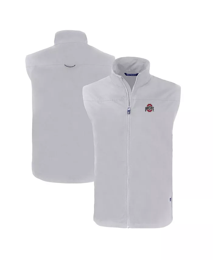 

Мужской серый жилет Ohio State Buckeyes Primary Logo Charter Eco с полной молнией Cutter & Buck