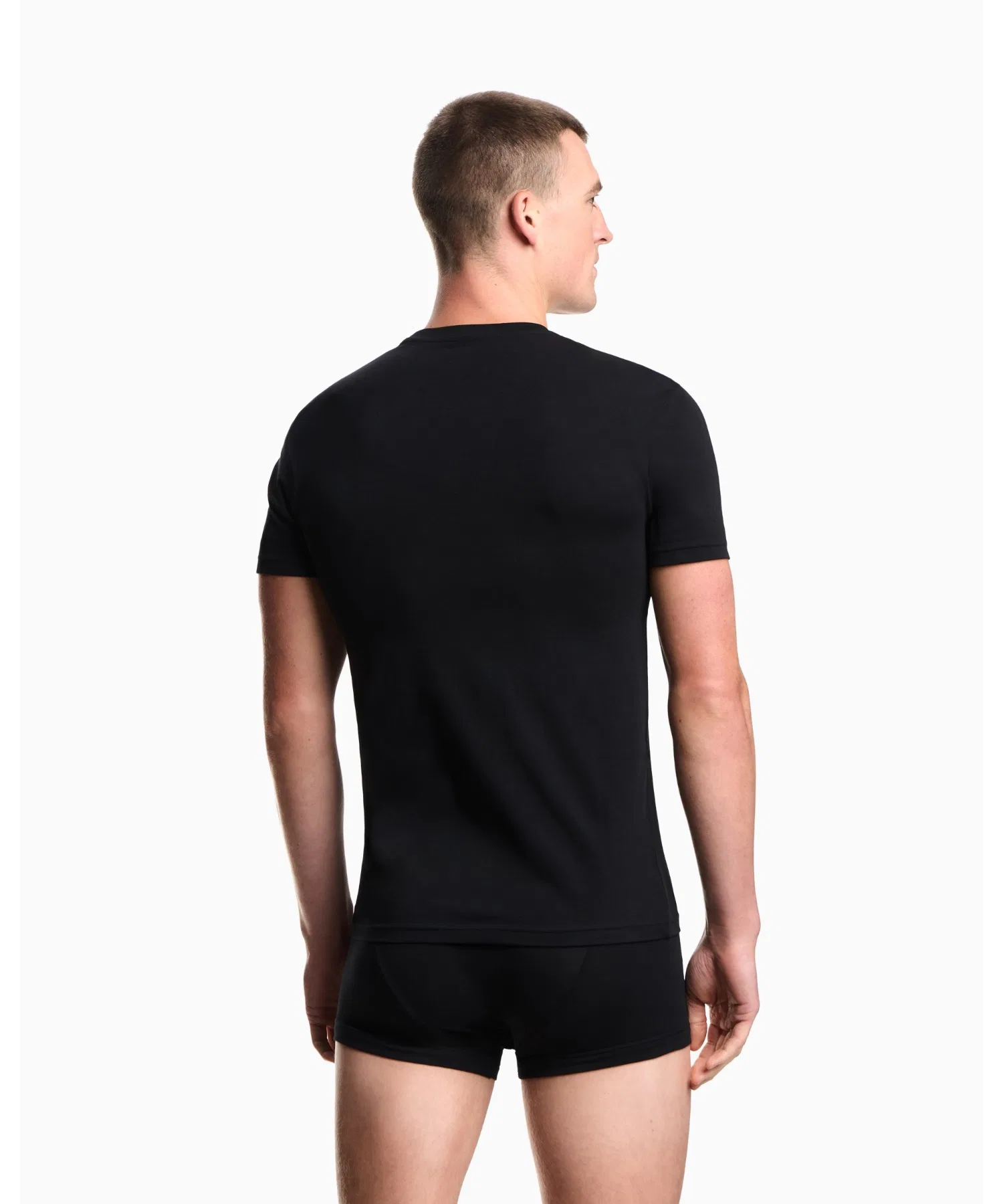 Мужская футболка Emporio Armani из стрейч-жаккарда, с логотипом, белая — фото 4