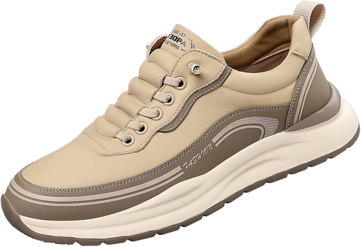 

Мужские ретро-кроссовки на платформе с эластичной вставкой, из искусственной кожи, для повседневной носки Lanverth, хаки