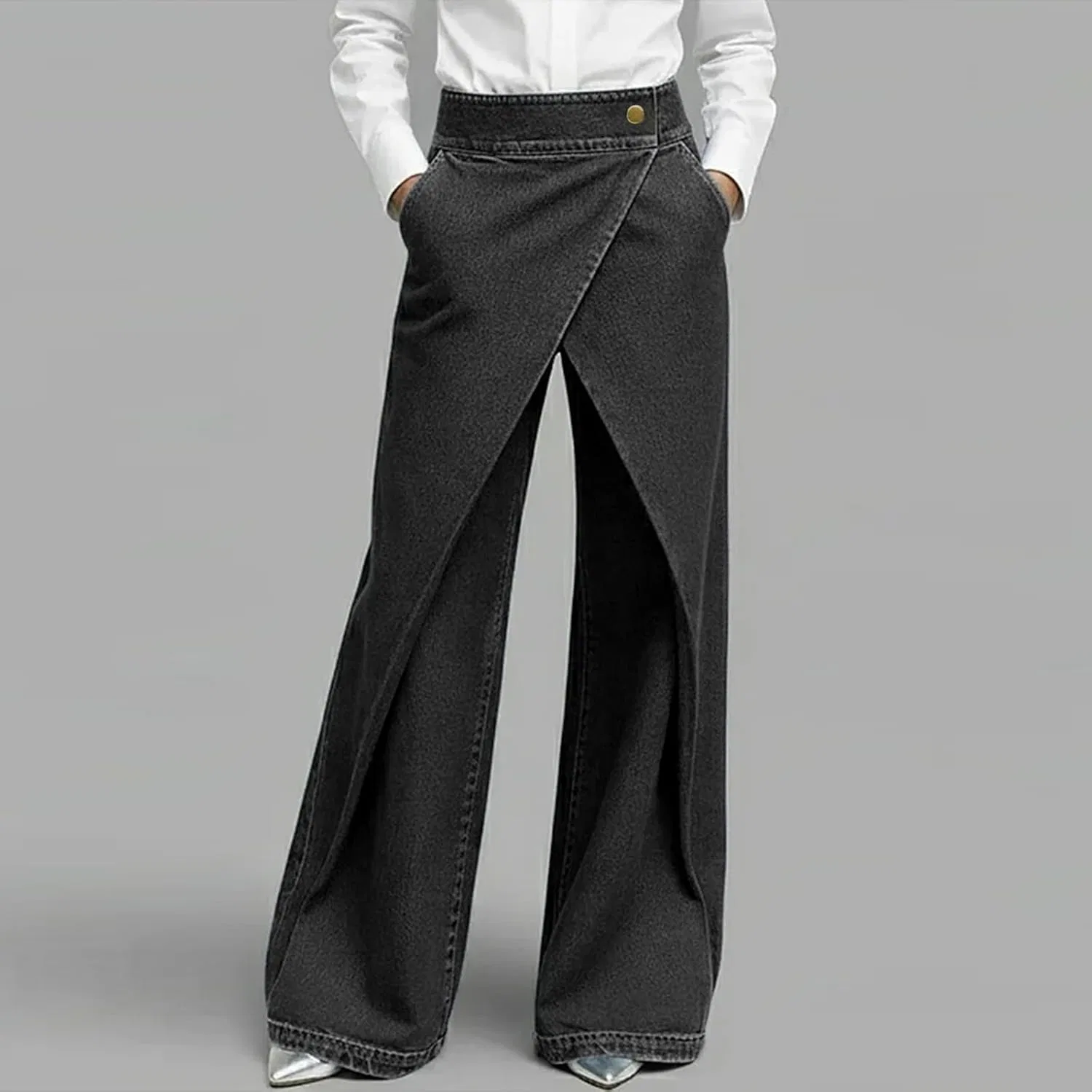 Джинсы свободные Women's Wide Leg Jeans, черные — фото 2