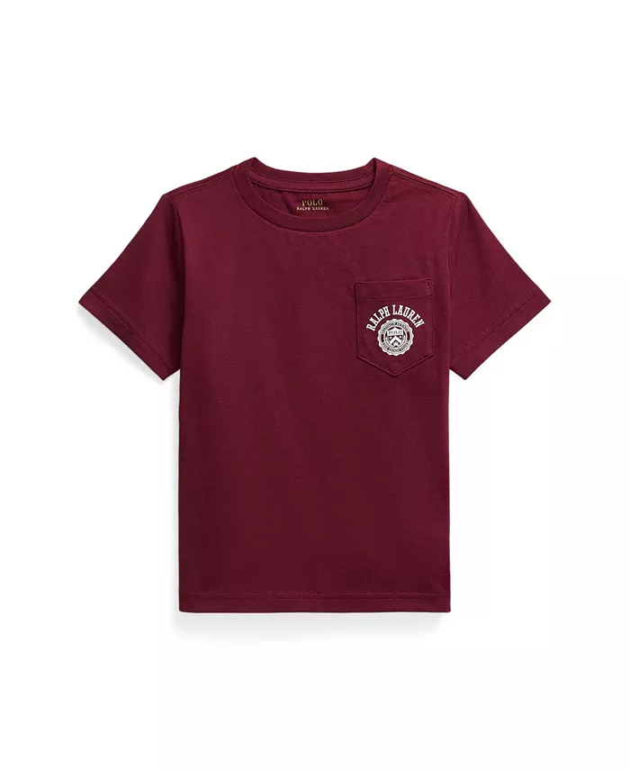 

Футболка с карманом и логотипом для малышей и мальчиков из хлопкового джерси Polo Ralph Lauren, красный