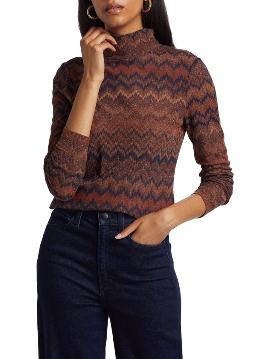 

Водолазка Prudence из хлопковой смеси в полоску Ramy Brook, цвет Saddle Chevron