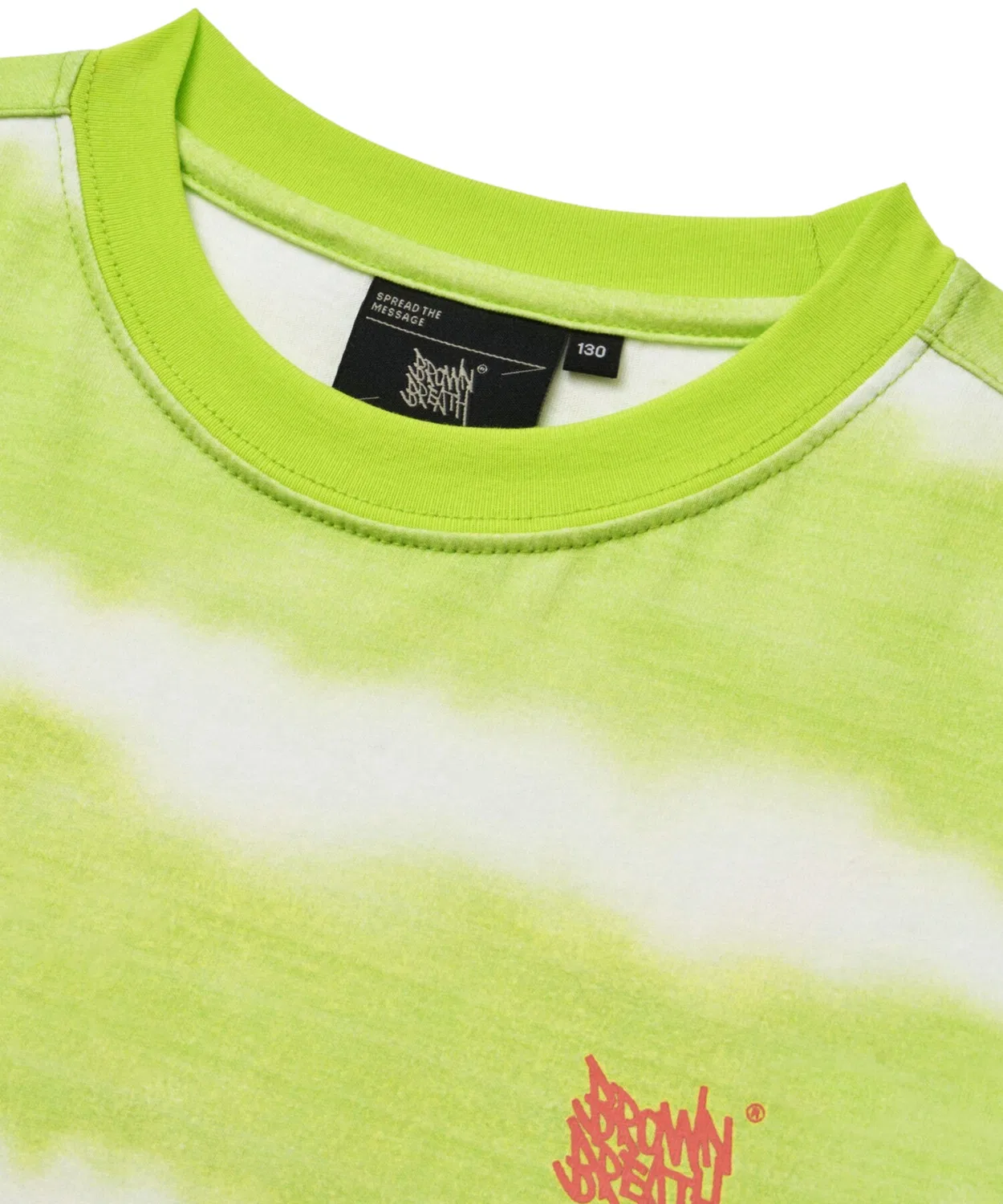 Детская футболка с окрашенными полосками и биркой салатовая от Brownbreath Kids — фото 4