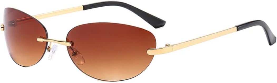 

Овальные солнцезащитные очки в винтажном стиле, металл, панк, модные, для путешествий, без оправы, с градиентными линзами, защита от УФ-излучения UV400 VVTWSSW, Gradient Tea