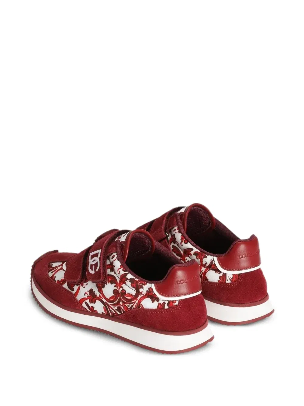 Кроссовки-подушки из нейлона с принтом "Майолика" Dolce & Gabbana Kids, красный — фото 3