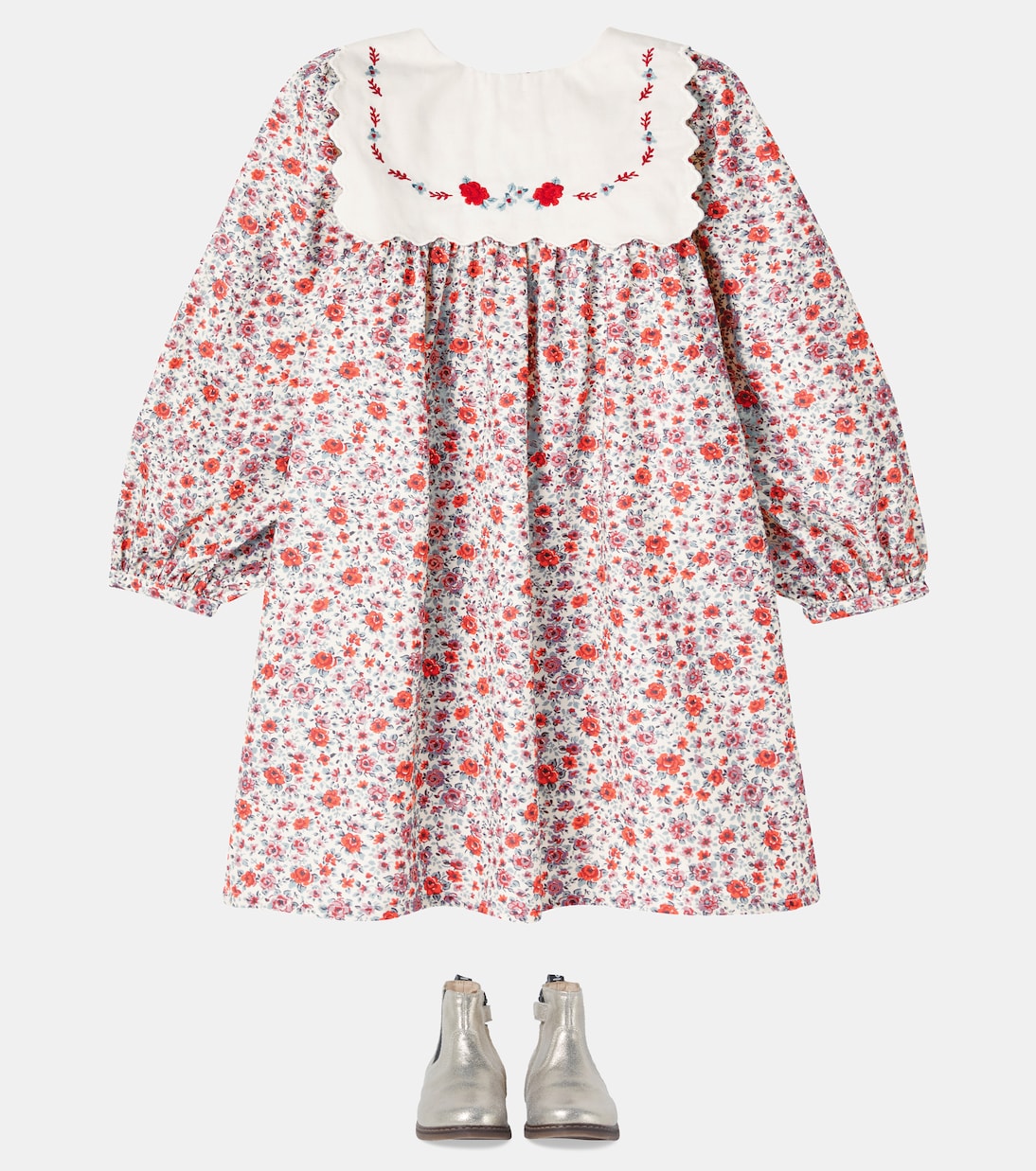 Платье из хлопка с цветочным принтом Клементина Bebe Organic, Sweet Roses — фото 2