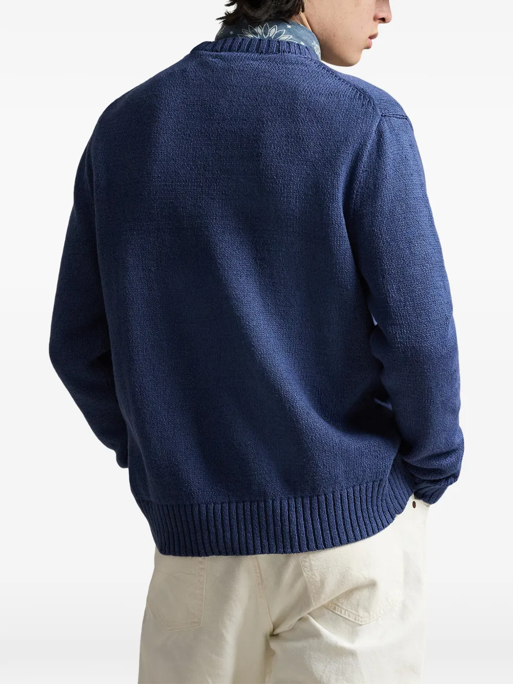 Свитер с круглым вырезом и вышивкой Polo Ralph Lauren, синий — фото 4