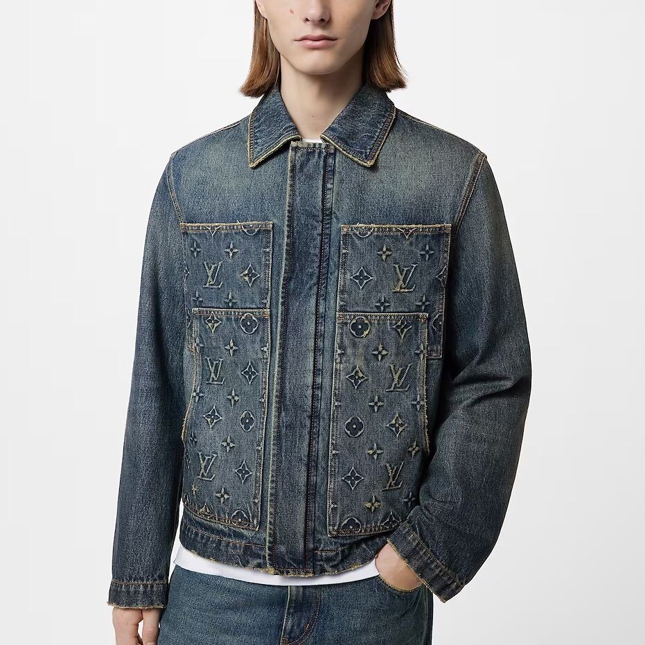 Куртка Louis Vuitton Logo Embossed Denim, темно-синий