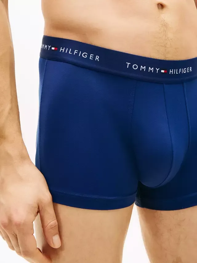 Трусы с логотипом на поясе, комплект из 3 штук, синие/разноцветные Tommy Hilfiger — фото 4