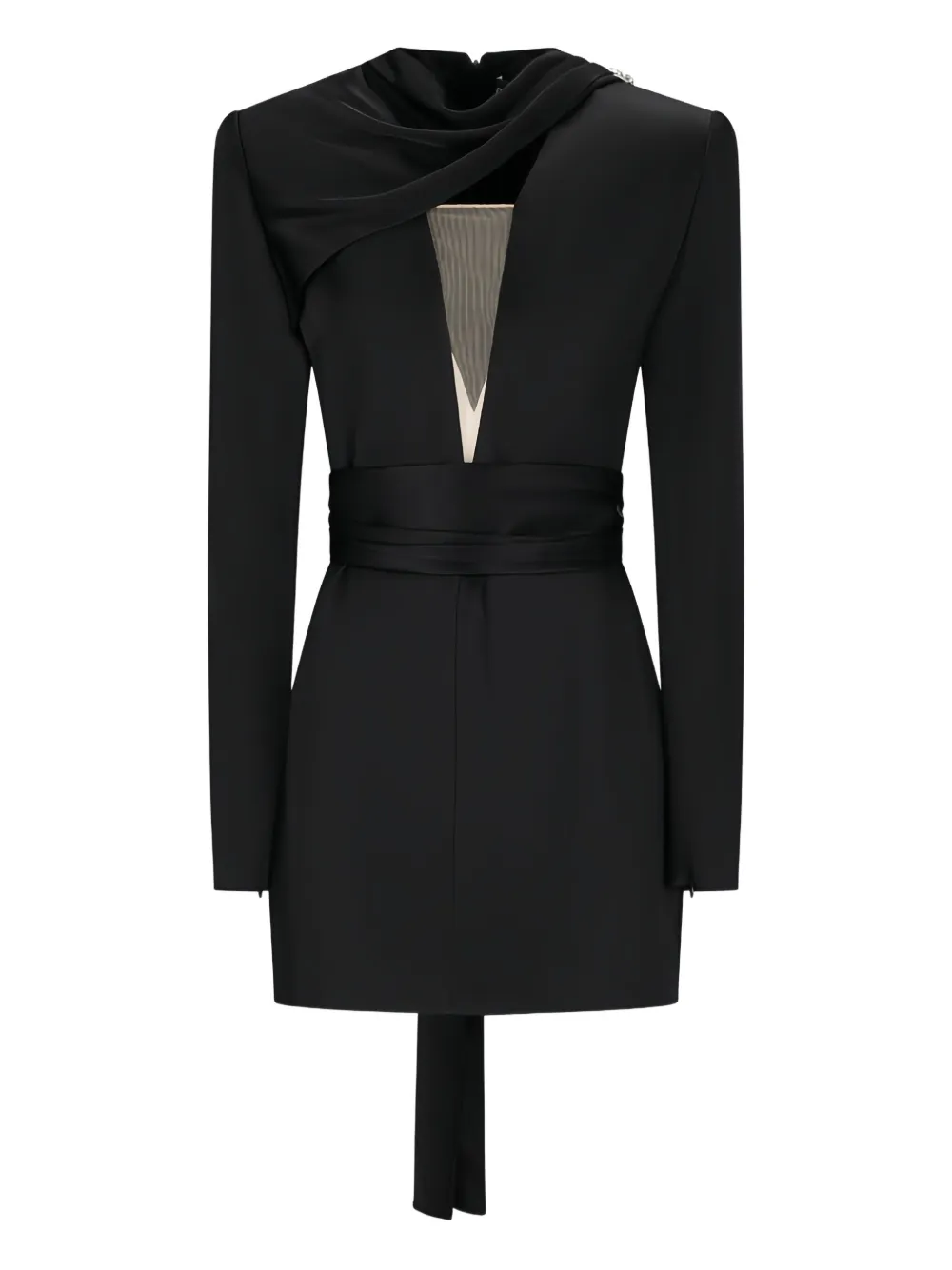 

Мини-платье с шарфом и кристальными деталями David Koma, черный