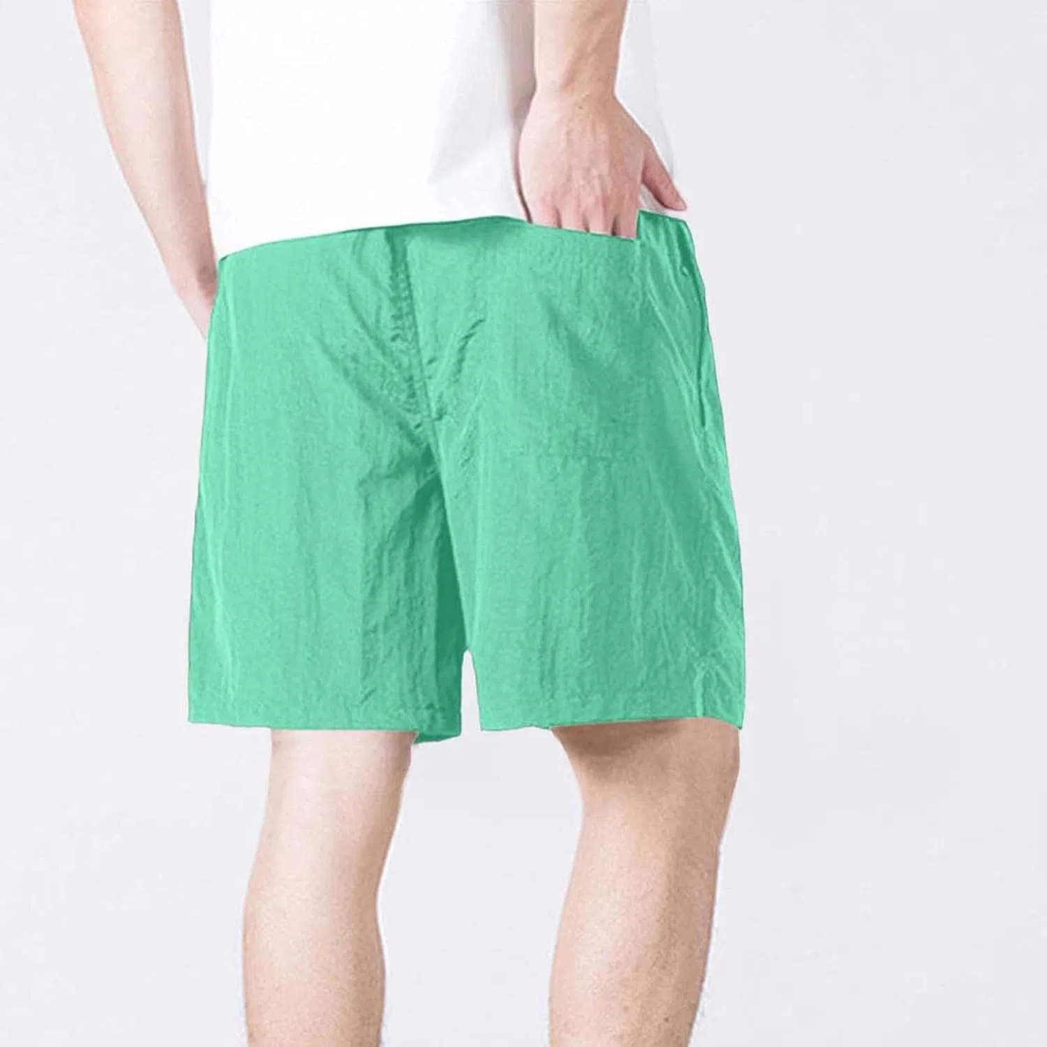 Шорты мужские карго, легкие, с эластичным поясом, Mint Green — фото 4