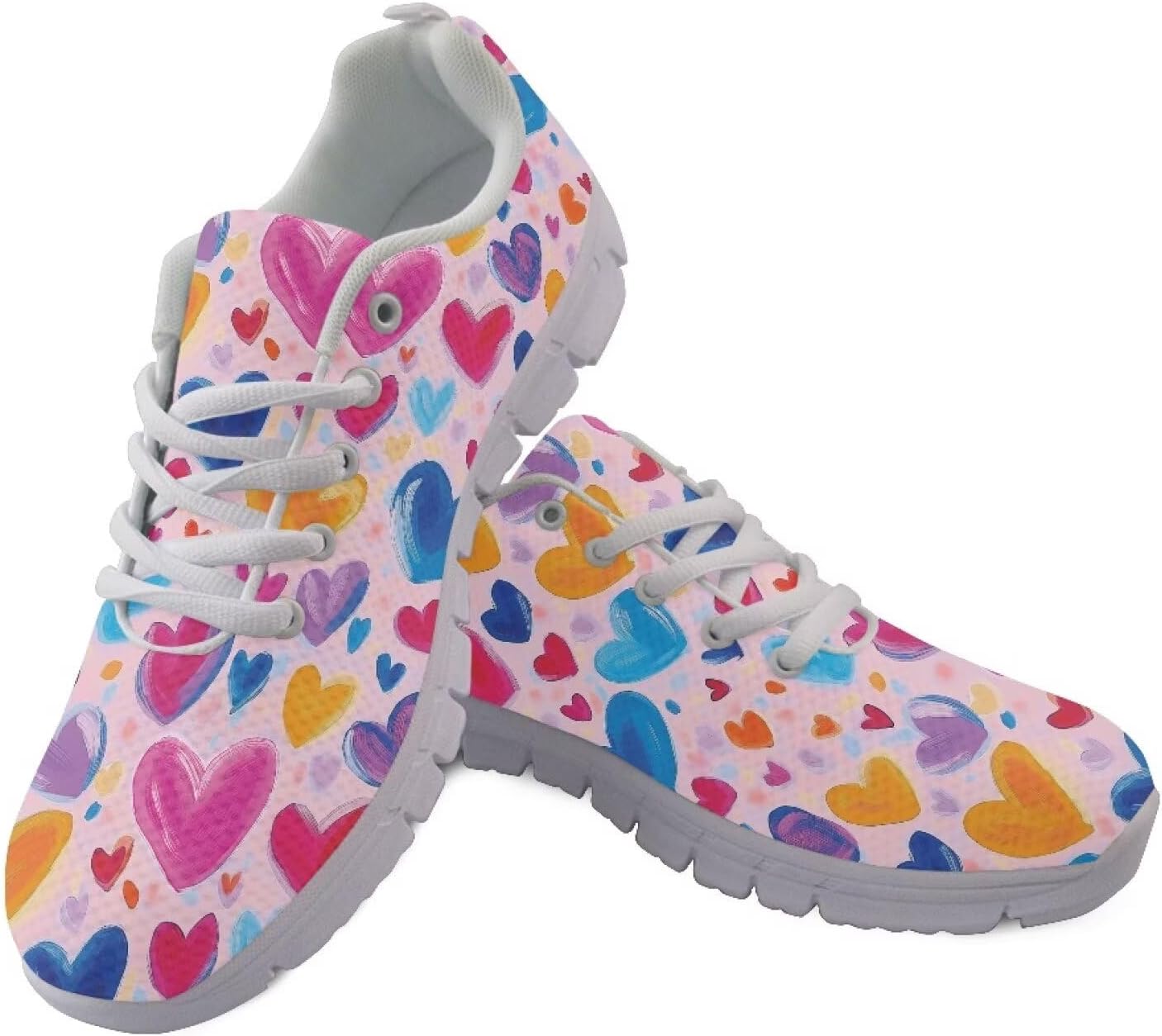 

Кроссовки POLERO с леопардовым принтом для мужчин и женщин, с шнуровкой, легкие, для ходьбы, повседневные, размеры США 5-12, Colorful Hearts