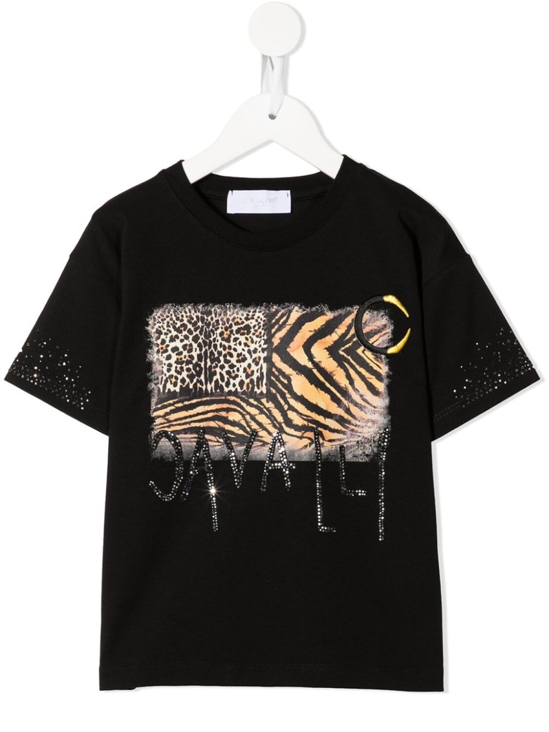 

Футболка с принтом и логотипом Roberto Cavalli Junior, черный