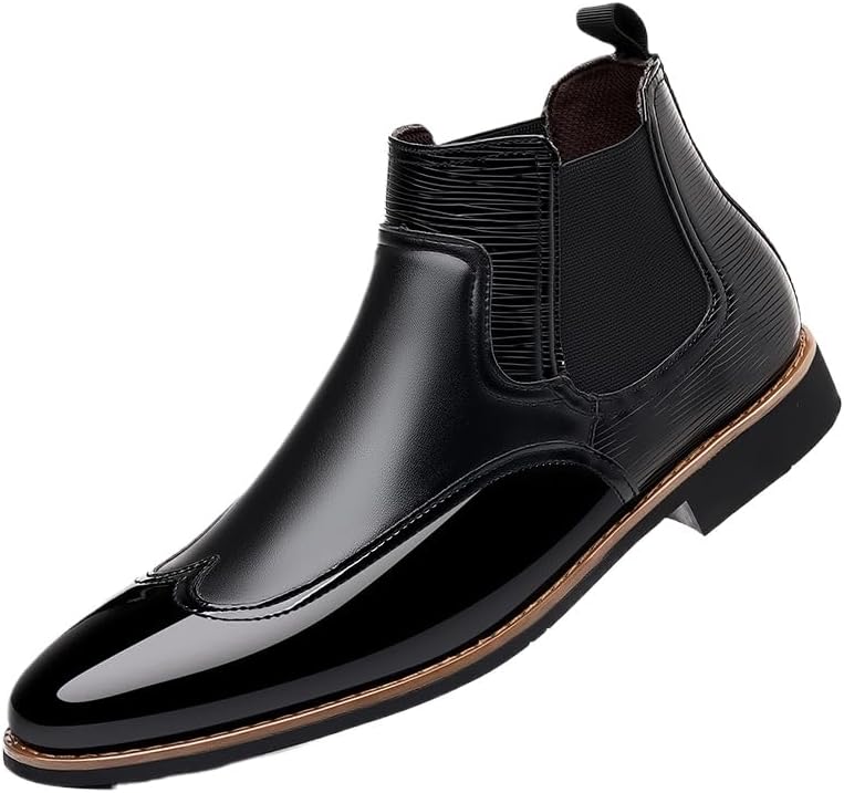 

Мужские кожаные ботинки челси Hhhchpm, подходящие для езды на мотоцикле, деловых встреч, свадебных банкетов и т.д, черный