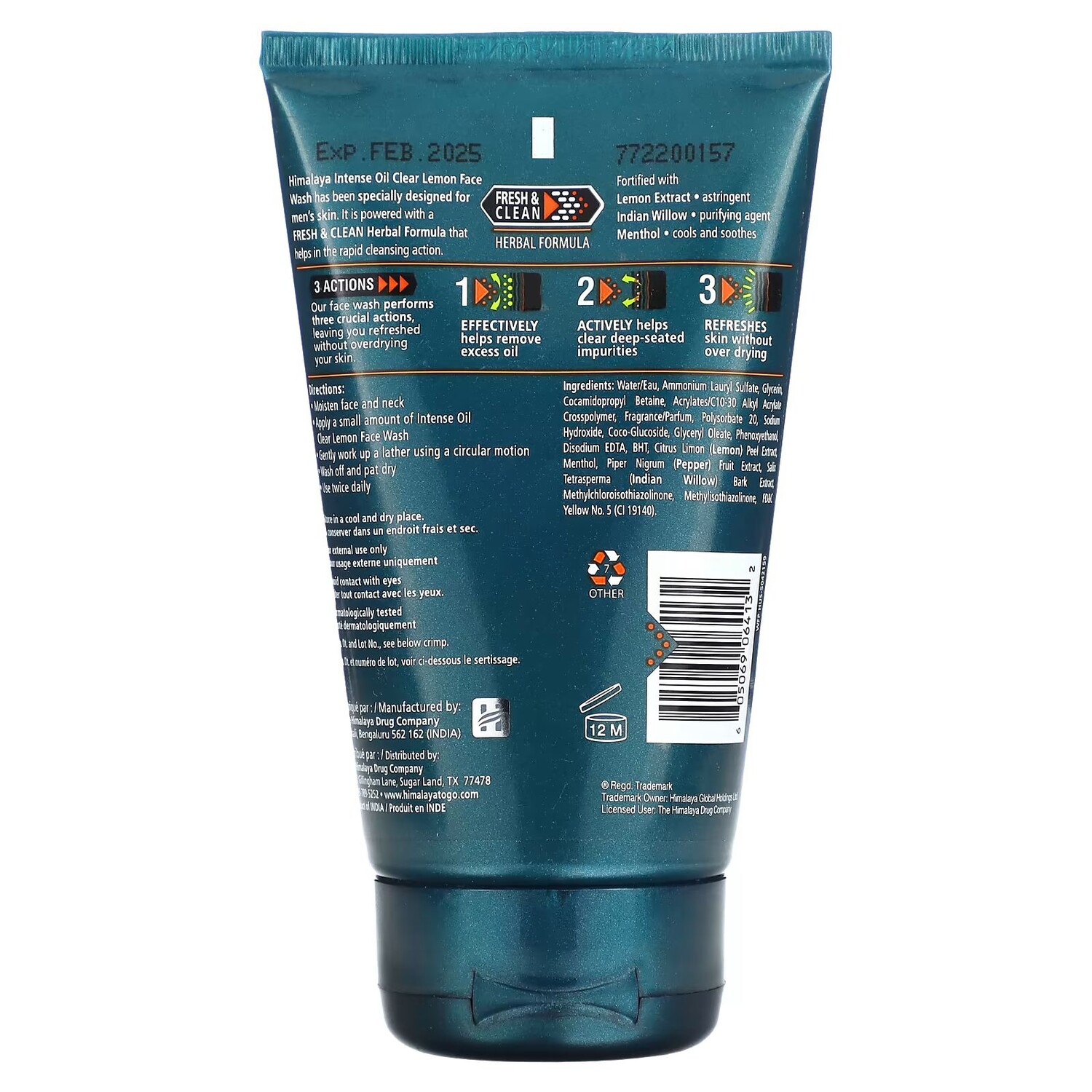 Тоник Himalaya — Men, Intense Oil Clear, Средство для умывания лица с лимоном, ,4 жидких унции, 100 мл — фото 2