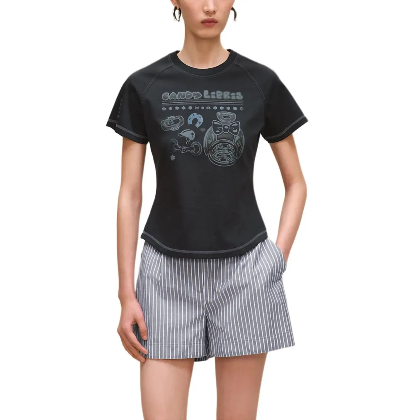 

Футболка с рукавом реглан женская HERMES, черный