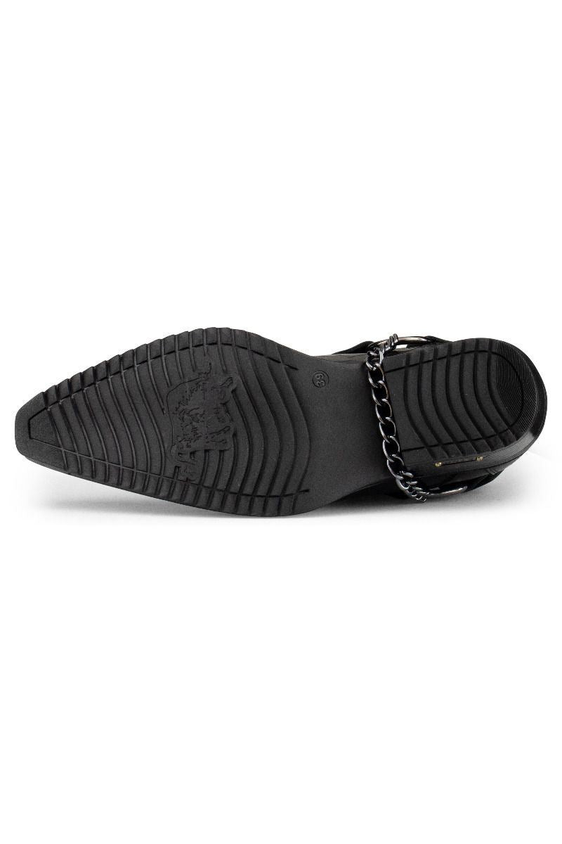 Мужские черные кожаные готические ковбойские ботинки Winklepicker Infinity Leather — фото 2