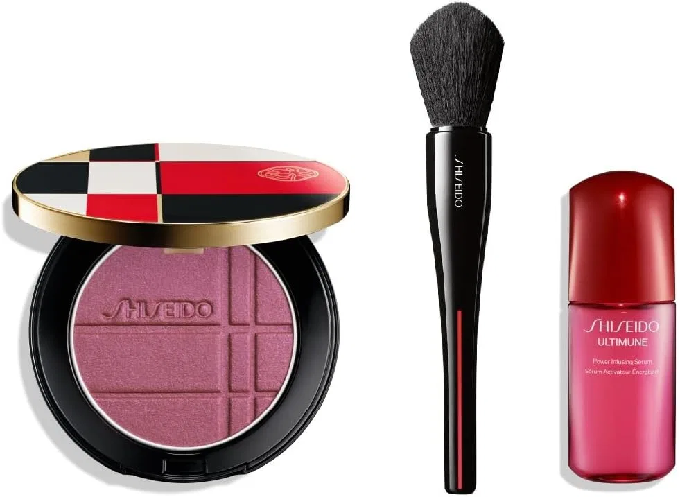 Набор для макияжа Shiseido Enhancer Kit Purple Amethyst 7г + кисть Multi Face + сыворотка Moon Serum 10г