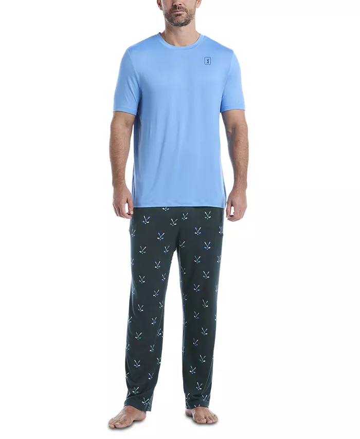 

Мужской комплект пижамных брюк и футболки для гольфа Pga Tour, синий