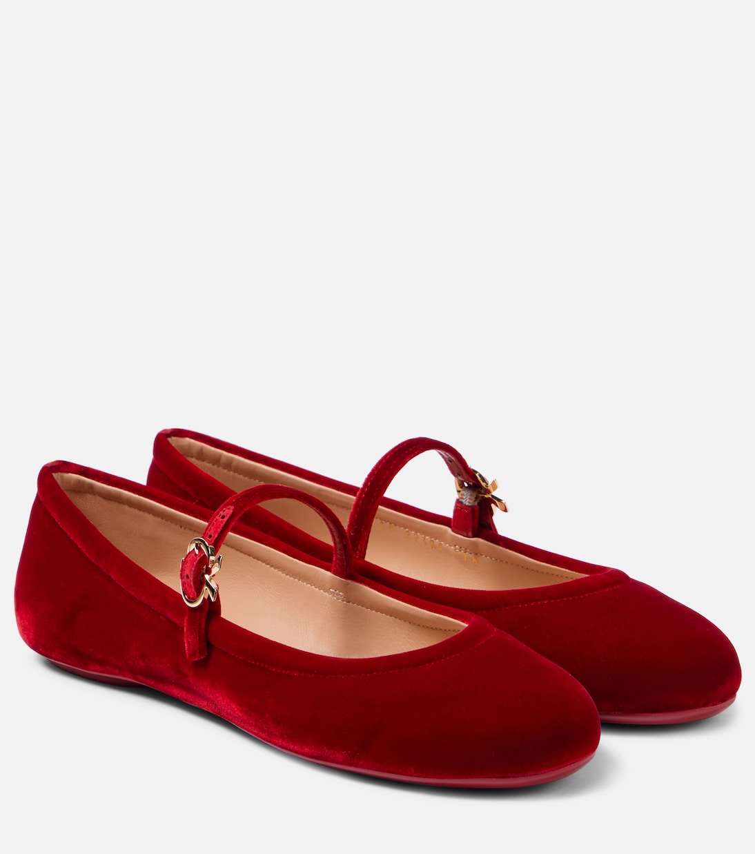 Бархатные балетки Мэри Джейн от Carla Gianvito Rossi, Tabasco Red