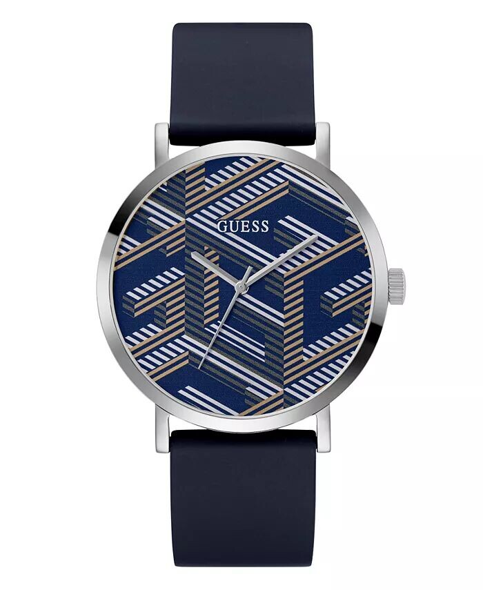 

Мужские аналоговые темно-синие силиконовые часы 44 мм GUESS, синий