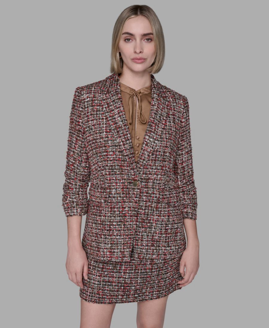 

Женский твидовый жакет на одну пуговицу KARL LAGERFELD PARIS, Bronze/vicuna