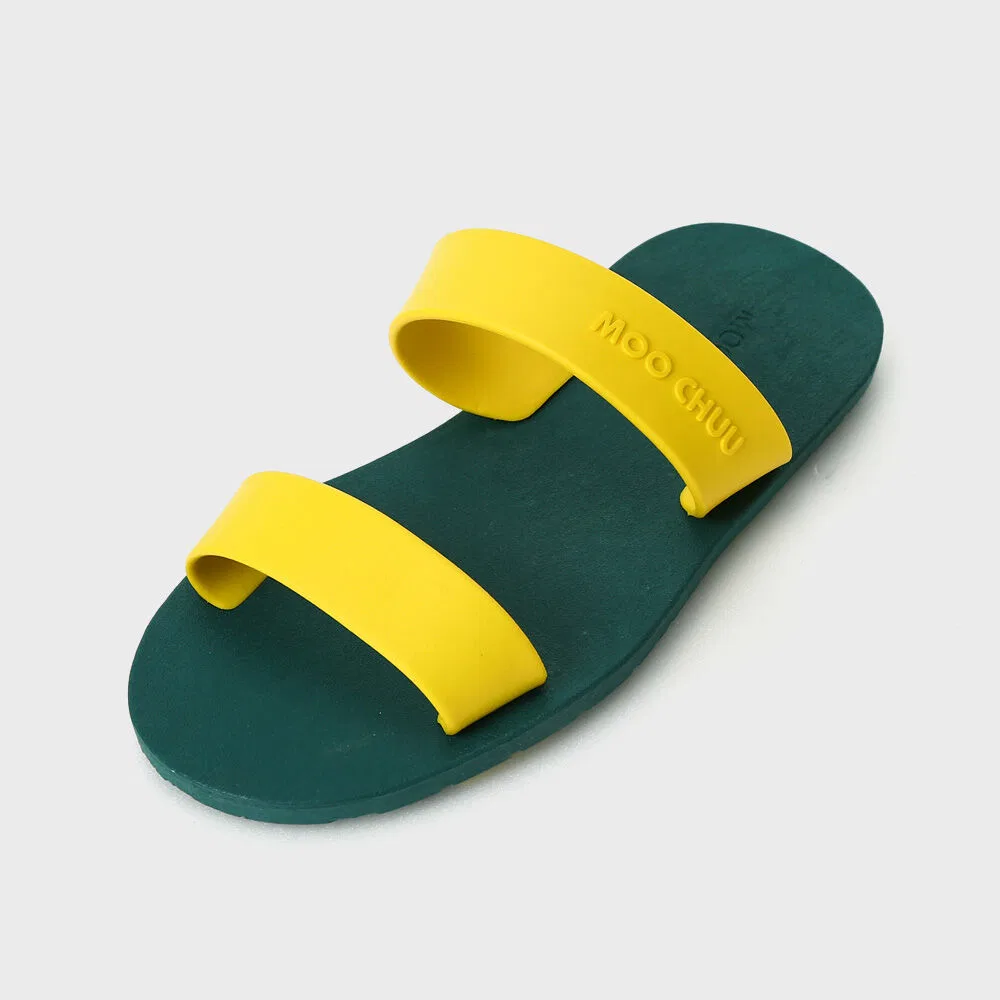 Мужские зелёно-жёлтые слайды Two Straps от Moochuu