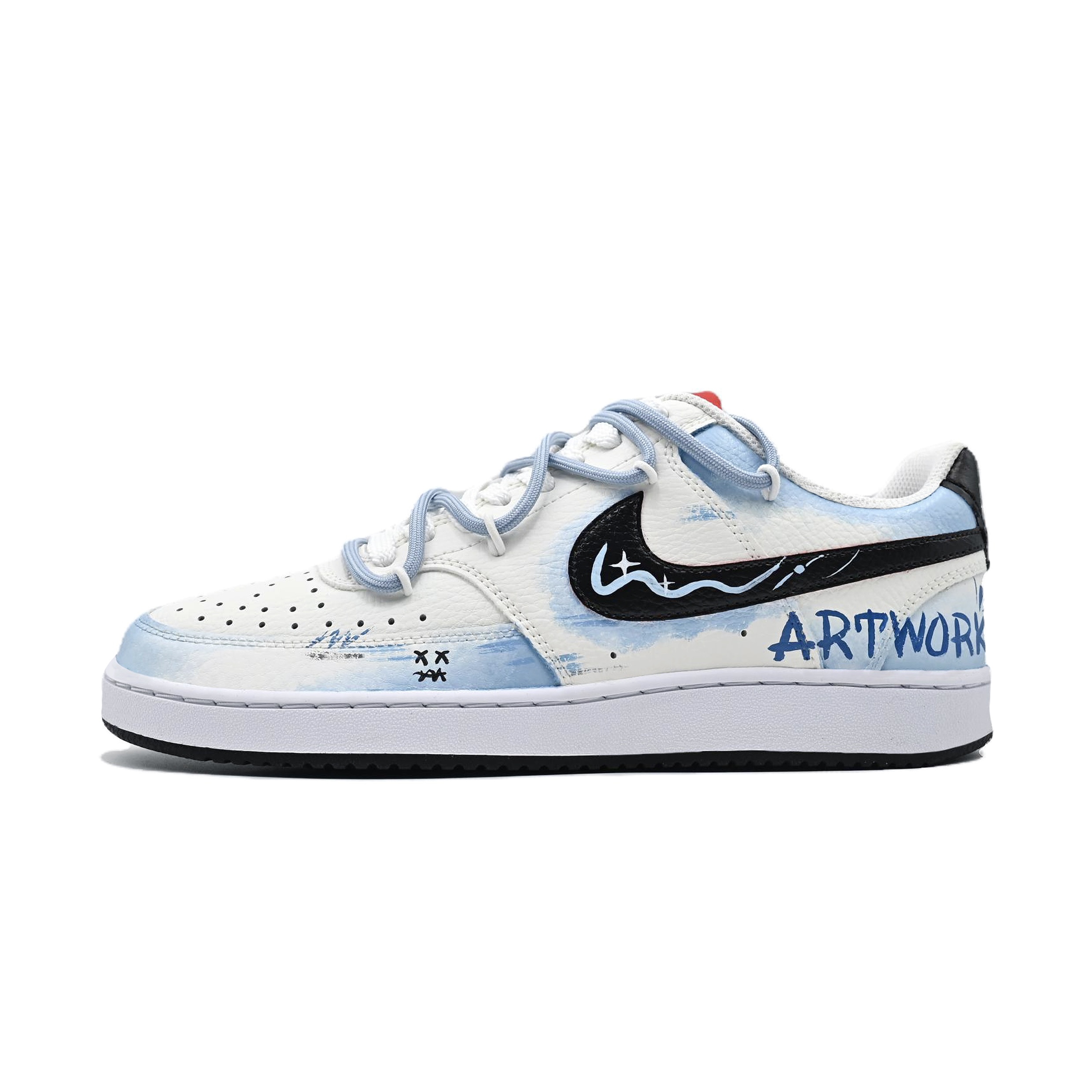 

Nike Кроссовки Court Vision 1 Graffiti Xingji, износостойкие, низкие, для скейтбординга, мужские, белые, синие