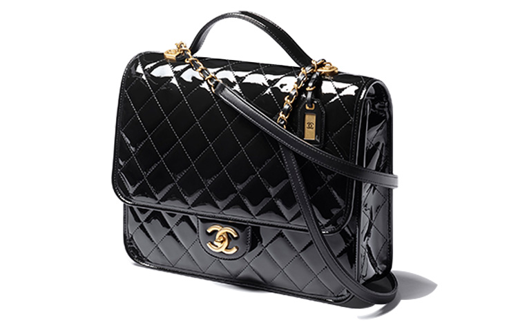 CHANEL 22К осенне-зимний женский рюкзак из лаковой кожи черный — фото 3