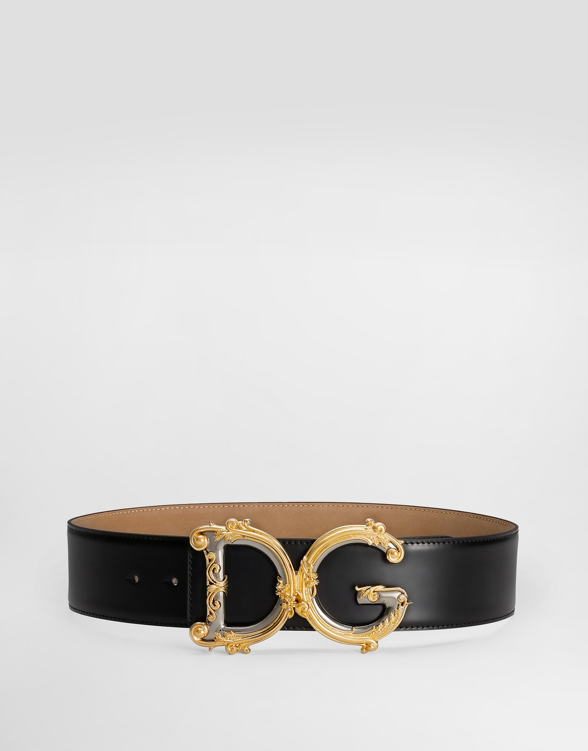 

Ремень из телячьей кожи с логотипом Dolce & Gabbana, черный