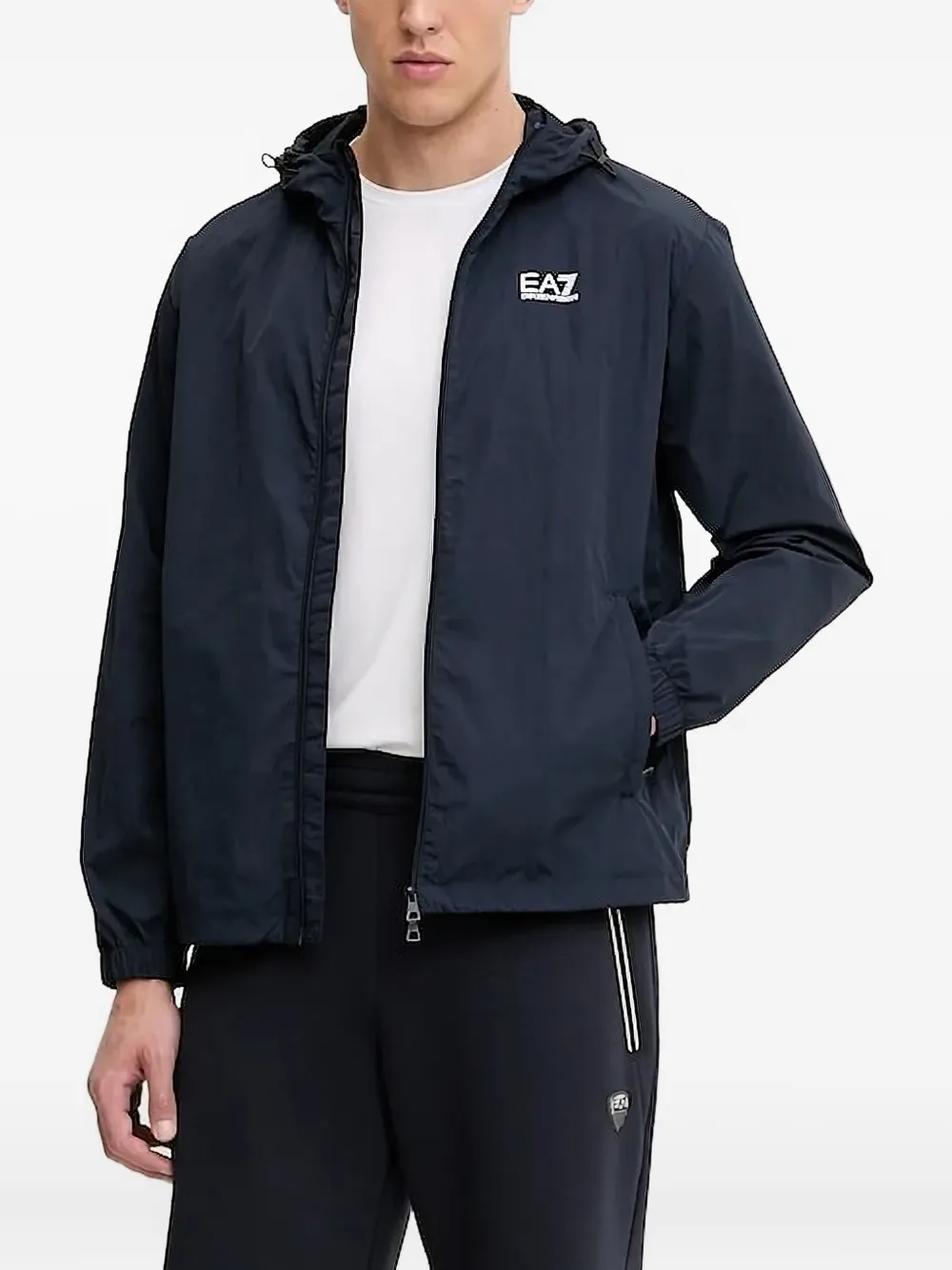 

Куртка с капюшоном и логотипом Ea7 Emporio Armani, синий