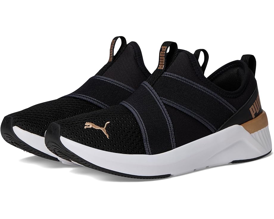 Кроссовки PUMA Softride Harli Slip-On Cross Training Shoes, цвет PUMA Black/PUMA White/PUMA Gold