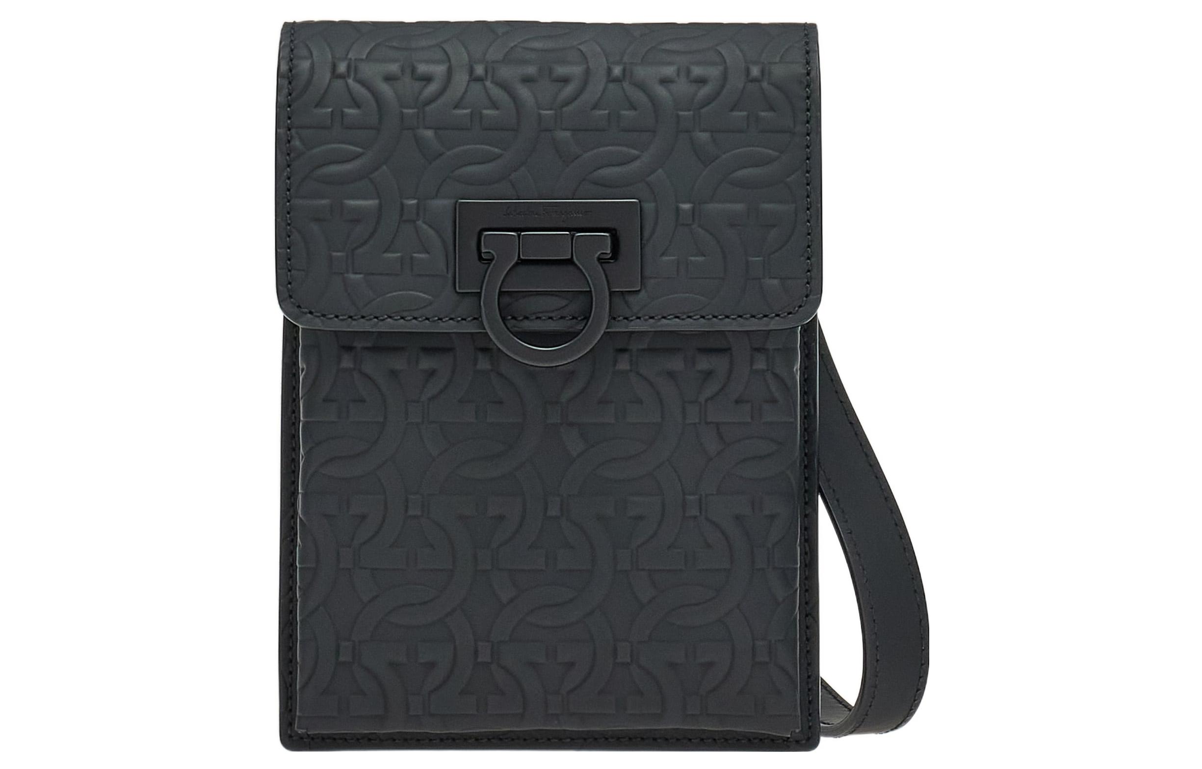 

Ferragamo GANCINI Кожаная наплечная сумка, кросс-боди Regular, мужская, черная