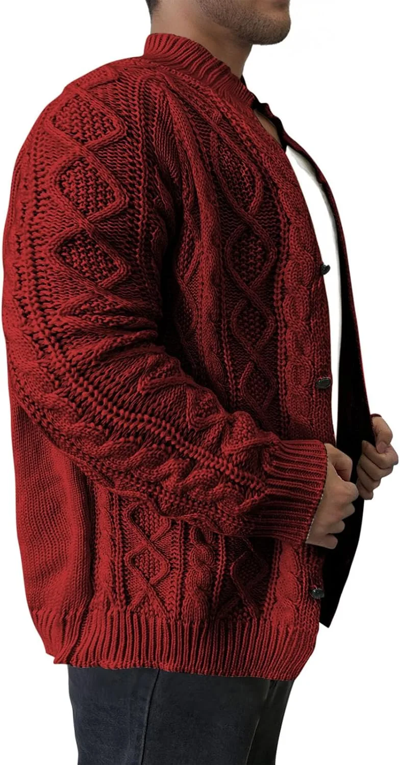 

Мужской кардиган Uillui, вязаный кабелем, с отложным воротником, свободного кроя