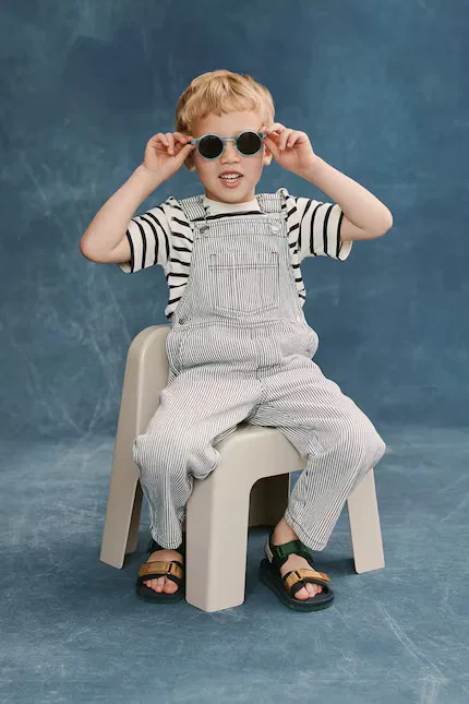 Джинсы с завышенной талией Delani Stripe Denim Dungarees Liewood, синий