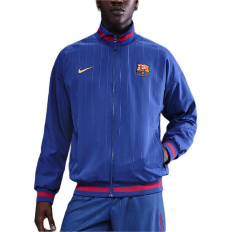 

Футбольная куртка anthem fc barcelona strike home men's dri fit Nike, темно-синий