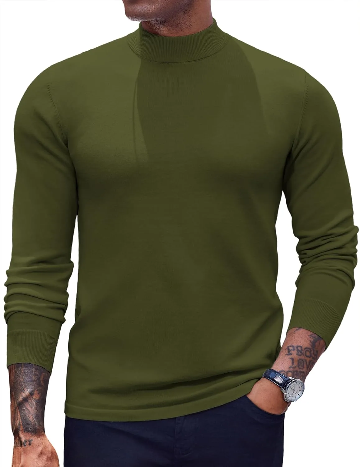 

COOFANDY мужской свитер-водолазка с длинным рукавом, легкий