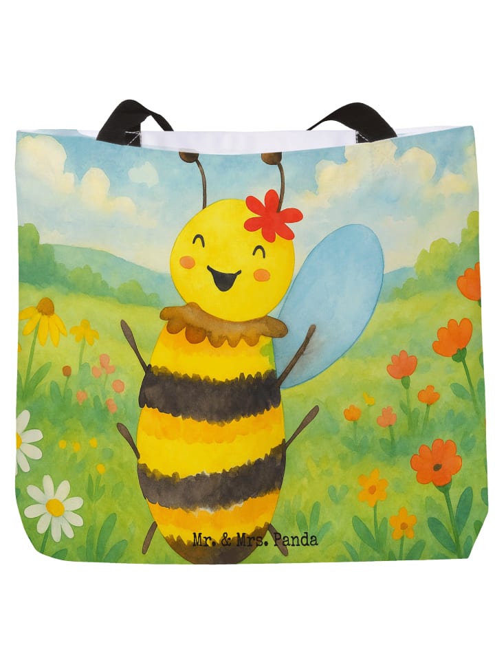 

Сумка-шоппер с рисунком пчелы, Happy Design, без слогана, белого цвета Mr. & Mrs. Panda