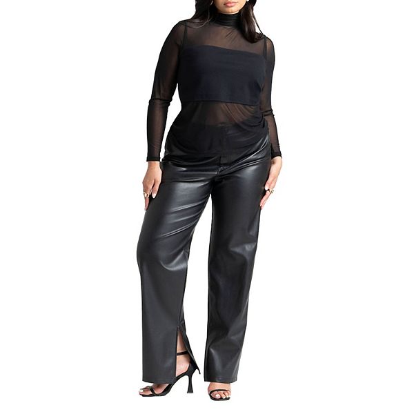 

Женские брюки из искусственной кожи с разрезом по низу Plus Size Eloquii, Black Onyx
