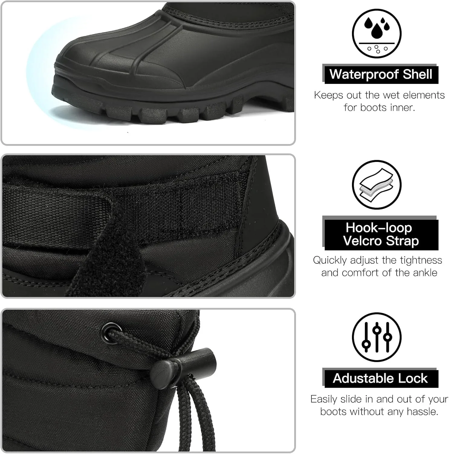 

Мужские зимние ботинки Kricely, водонепроницаемые, с нескользящей подошвой, для активного отдыха и походов, с утеплителем и мягким мехом, удобные повседневные ботинки для холодной погоды, черный