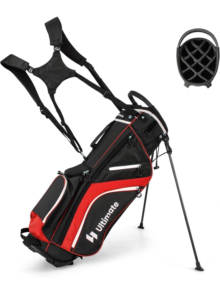

COSTWAY Сумка для гольфа на 14 отделений, красного цвета