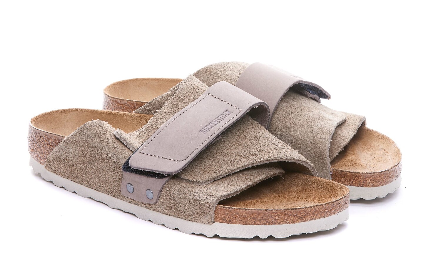 Сандалии Birkenstock Kyoto Nubuck-Suede Leather узкие, серо-бежевый — фото 3