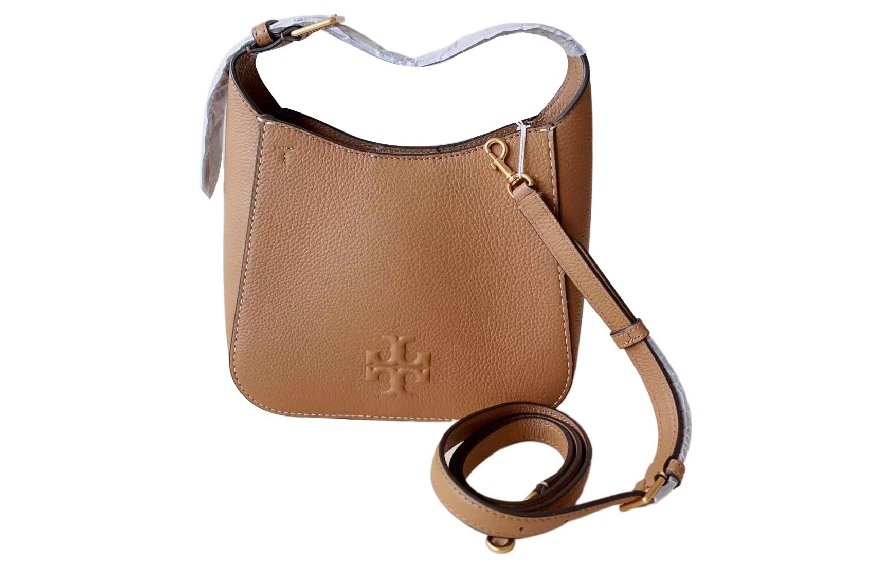 

Кожаная сумка-ведро Thea на плечо женская коричневая TORY BURCH