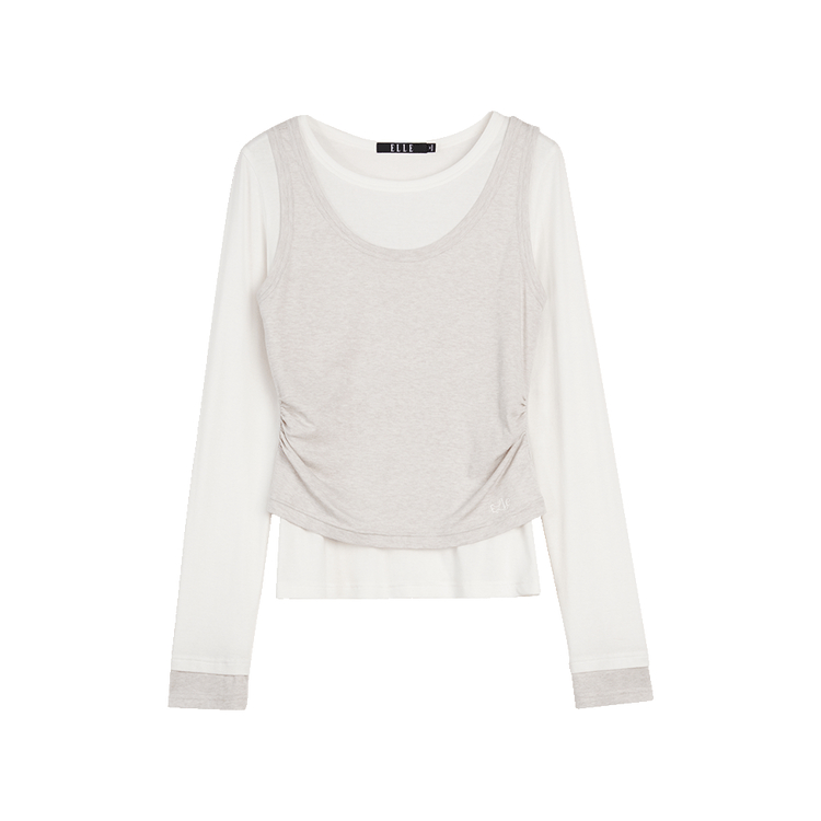 

ELLE Футболка женская beige coffee с круглым вырезом, умеренно прямого кроя