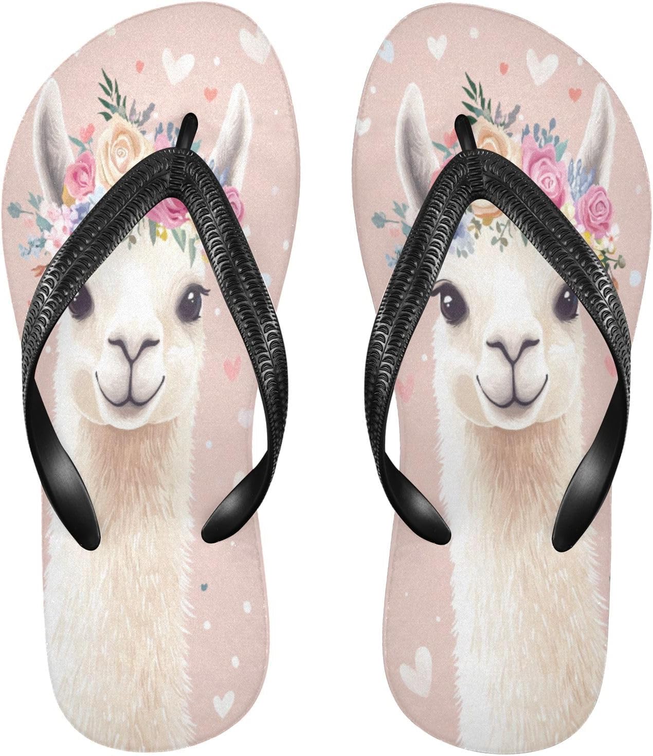 

Мужские пляжные шлепанцы с розовым сердцем и ламой, резиновые, противоскользящие, летние, для душа и прогулок Sinestour
