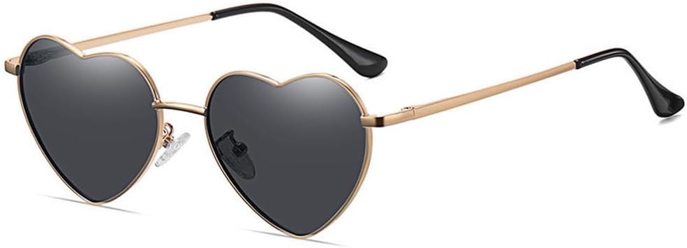 

Солнцезащитные очки в форме сердца с поляризацией, для женщин и мужчин, дизайнерские очки для вечеринок, для активного отдыха, защита от УФ-излучения UV400 HYYZZC, Black-gold