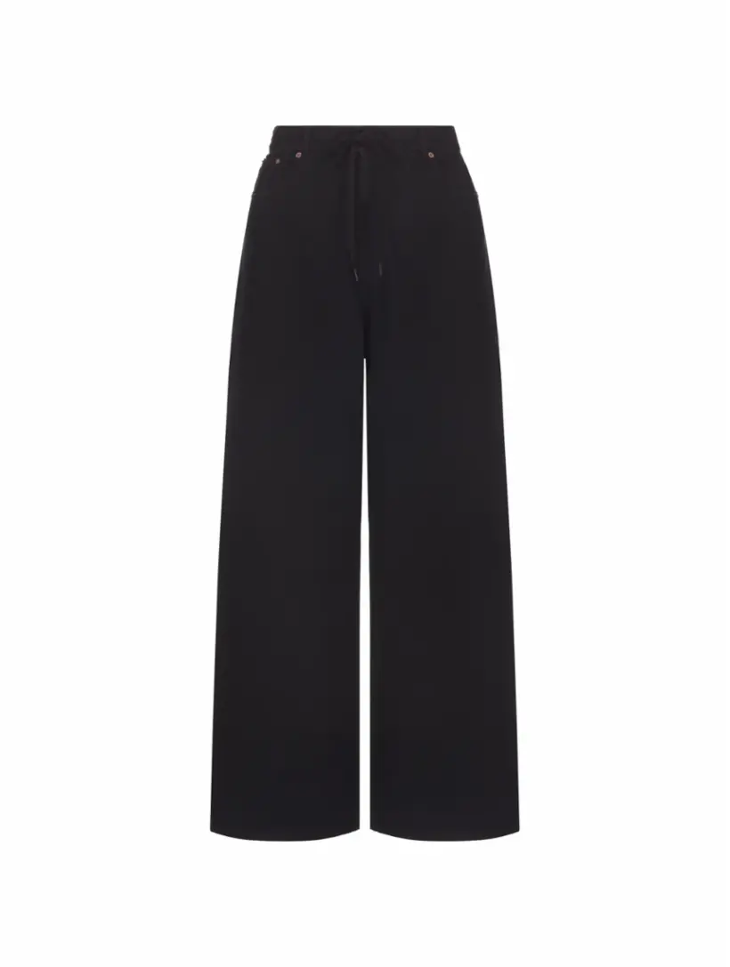 

Широкие джинсы с кулиской MM6 MAISON MARGIELA, черный