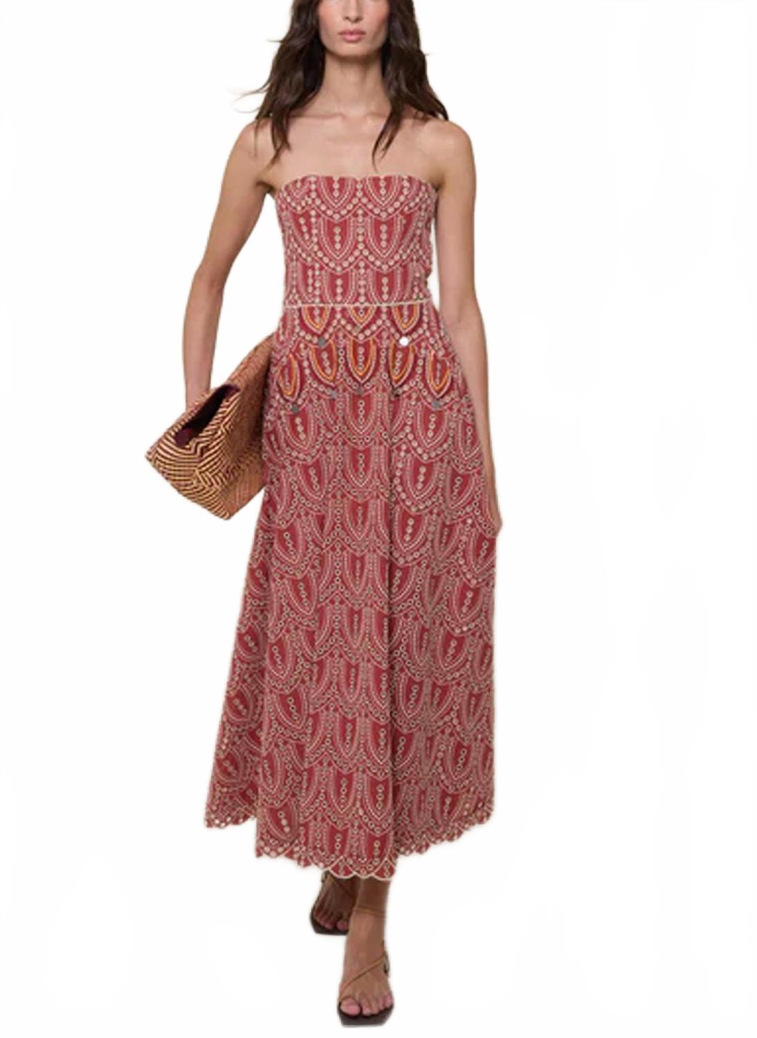 

Платье Bengala с разрезом до щиколотки в цвете паприка/экрю Johanna Ortiz, Paprika/Ecru