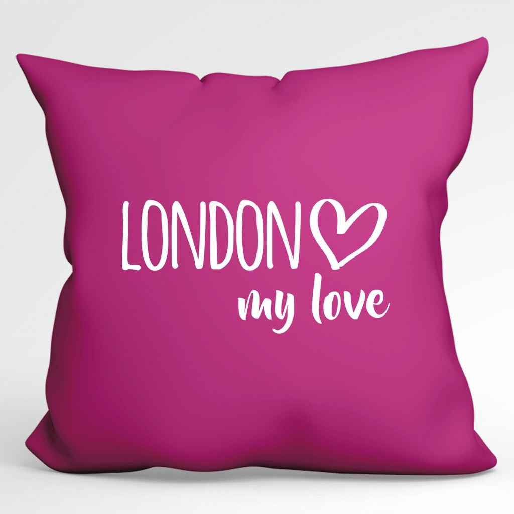 

Подушка Huuraa London my love, декоративный чехол на подушку без наполнителя, размер 40 х 40 см, цвет фуксии, для всех любителей Лондона, Великобритания, идея подарка для друзей и семьи Hellweg Druckerei