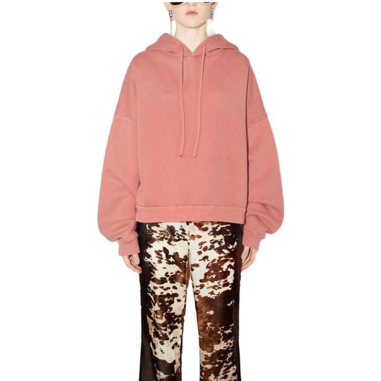Толстовка с логотипом на заплатке и шнурком Acne Studios, розовая — фото 3